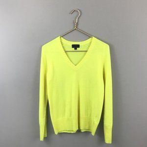 J Crew Cashmere Blend Yellow V Neck Sweater